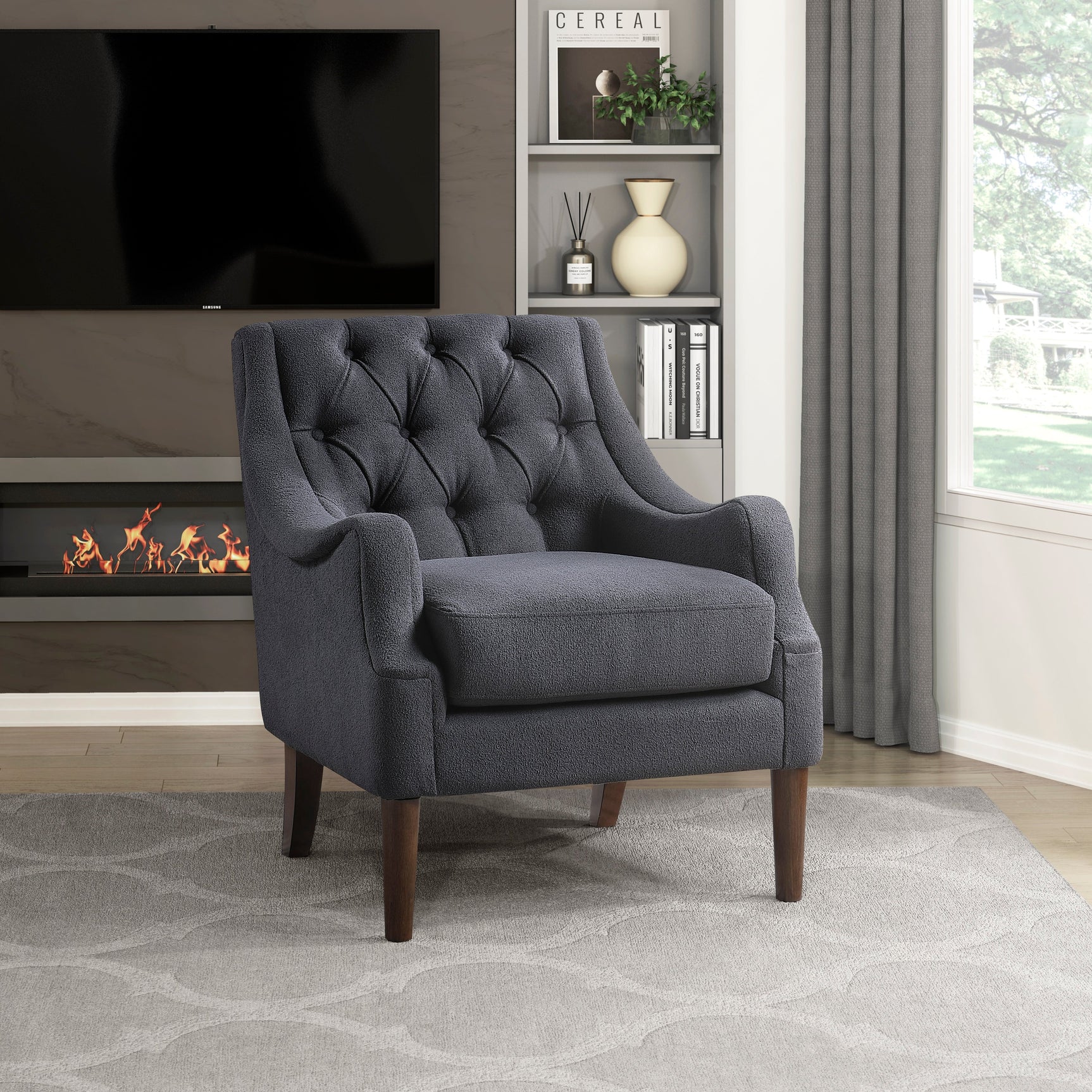 Stella Dark Gray Boucle Accent Chair - Ornate Home