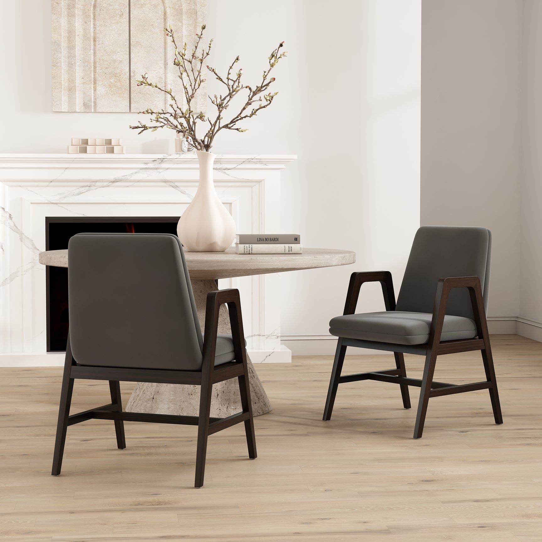 Stella Dining Armchair in Graphite (set of 2) - Ornate Home