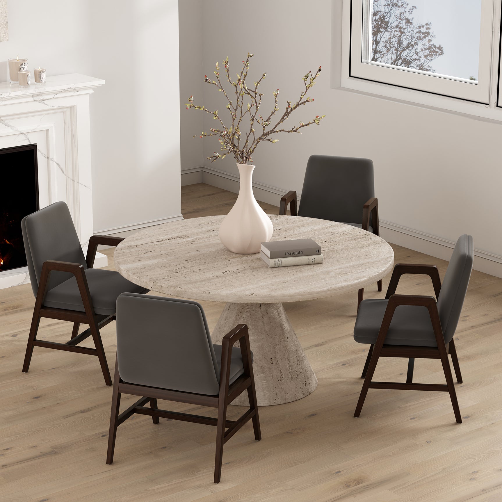 Stella Dining Armchair in Graphite (set of 4) - Ornate Home