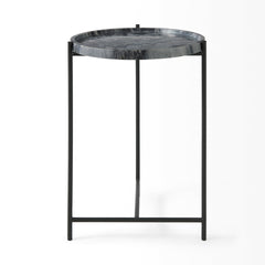 Stella Gray/Black Round Marble Top Accent Table - Ornate Home