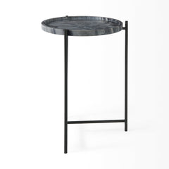Stella Gray/Black Round Marble Top Accent Table - Ornate Home