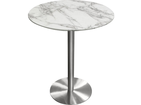 Stella Marble Round Bar Height Table Silver Leg - Ornate Home