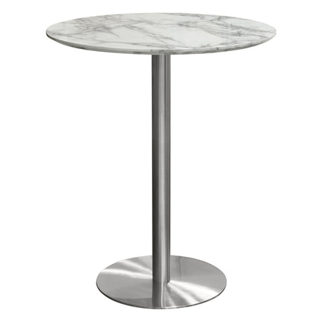 Stella Marble Round Bar Height Table Silver Leg - Ornate Home