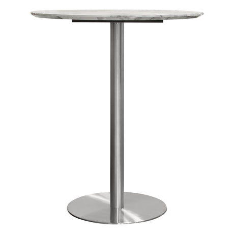 Stella Marble Round Bar Height Table Silver Leg - Ornate Home