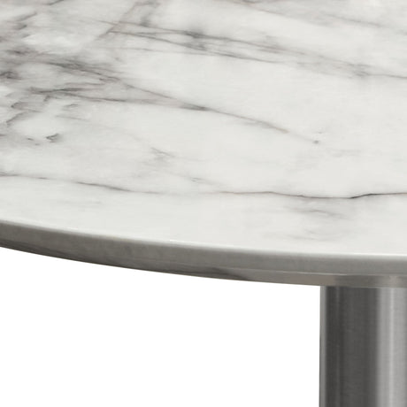 Stella Marble Round Bar Height Table Silver Leg - Ornate Home