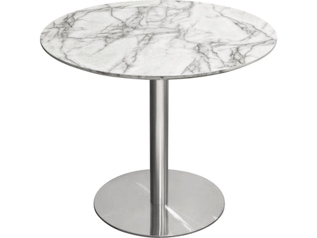 Stella Marble Round Dining Table Silver Leg - Ornate Home