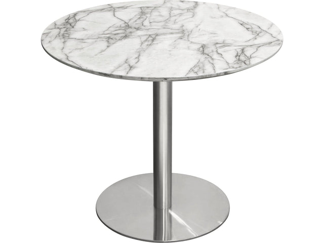 Stella Marble Round Dining Table Silver Leg - Ornate Home