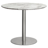 Stella Marble Round Dining Table Silver Leg - Ornate Home