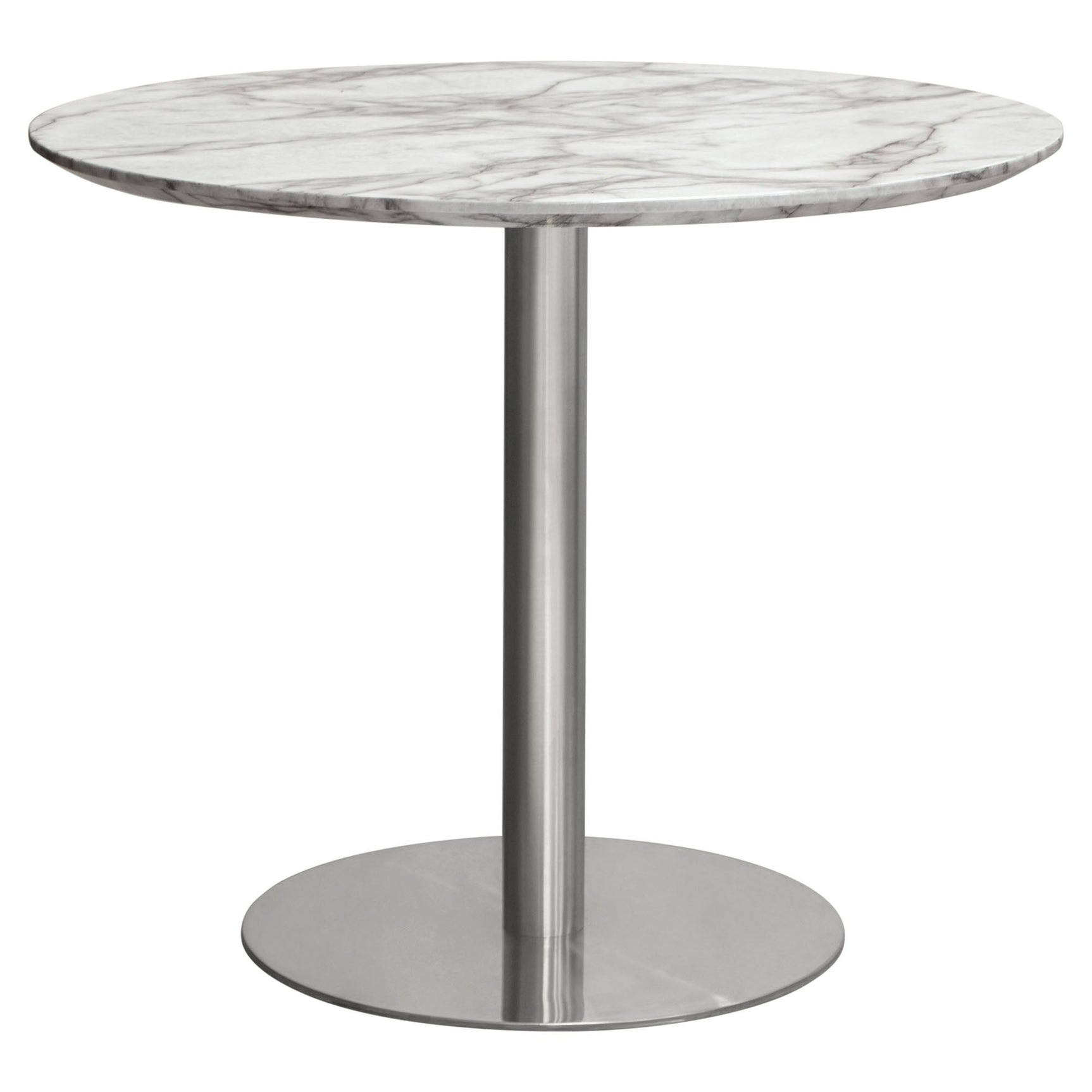 Stella Marble Round Dining Table Silver Leg - Ornate Home