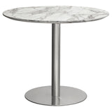 Stella Marble Round Dining Table Silver Leg - Ornate Home