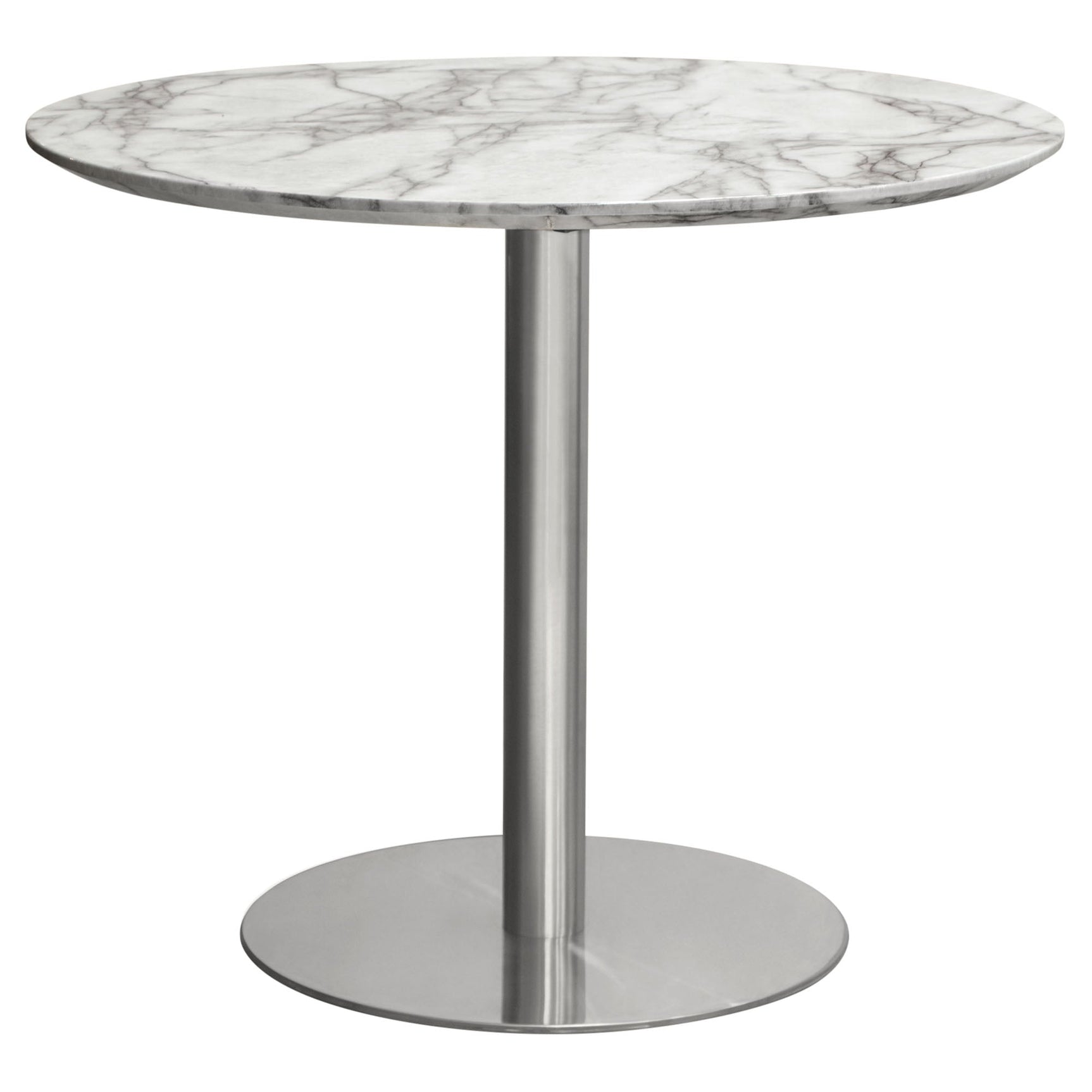 Stella Marble Round Dining Table Silver Leg - Ornate Home