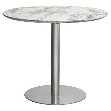 Stella Marble Round Dining Table Silver Leg - Ornate Home