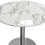 Stella Marble Round Dining Table Silver Leg - Ornate Home