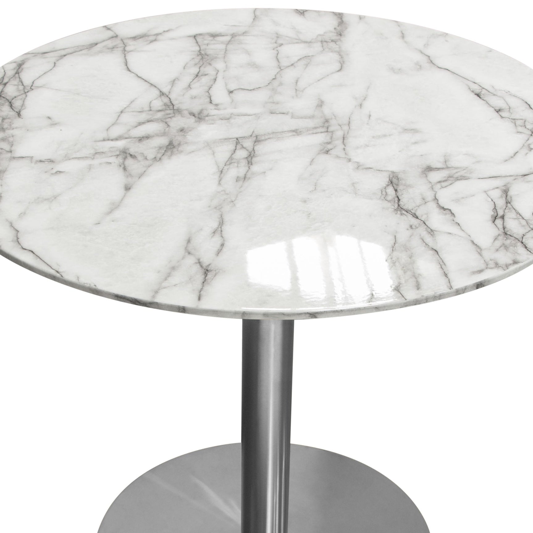 Stella Marble Round Dining Table Silver Leg - Ornate Home