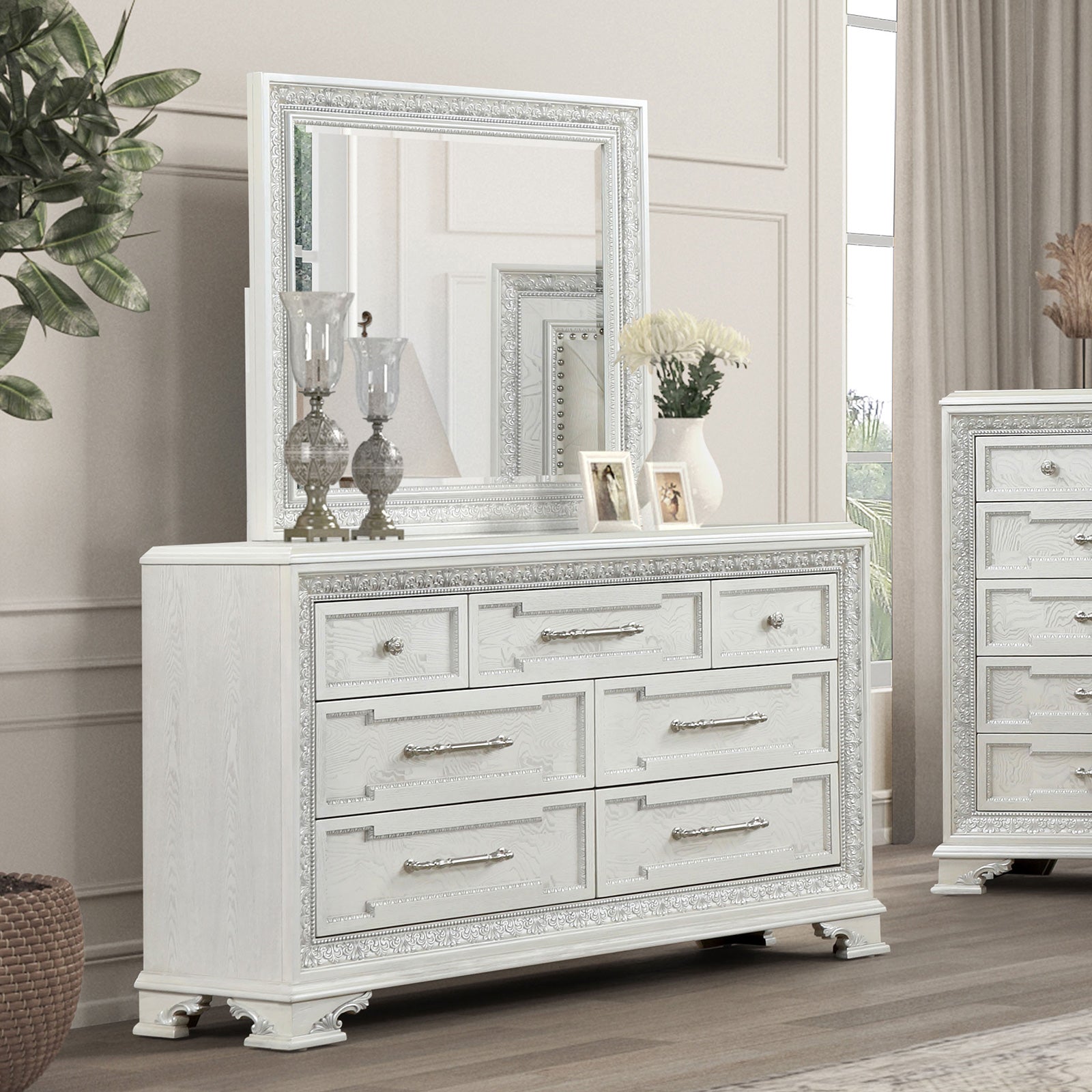 Stella Mia Creamy White Queen 5 Piece Bedroom Set w/2 Nightstands - Ornate Home
