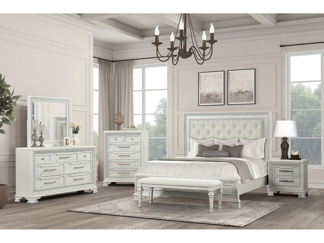 Stella Mia Creamy White Queen Full 4 Piece Bedroom Set - Ornate Home