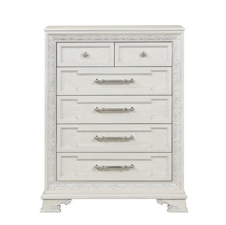 Stella Mia Creamy White Queen Full 5 Piece Bedroom Set w/Chest - Ornate Home