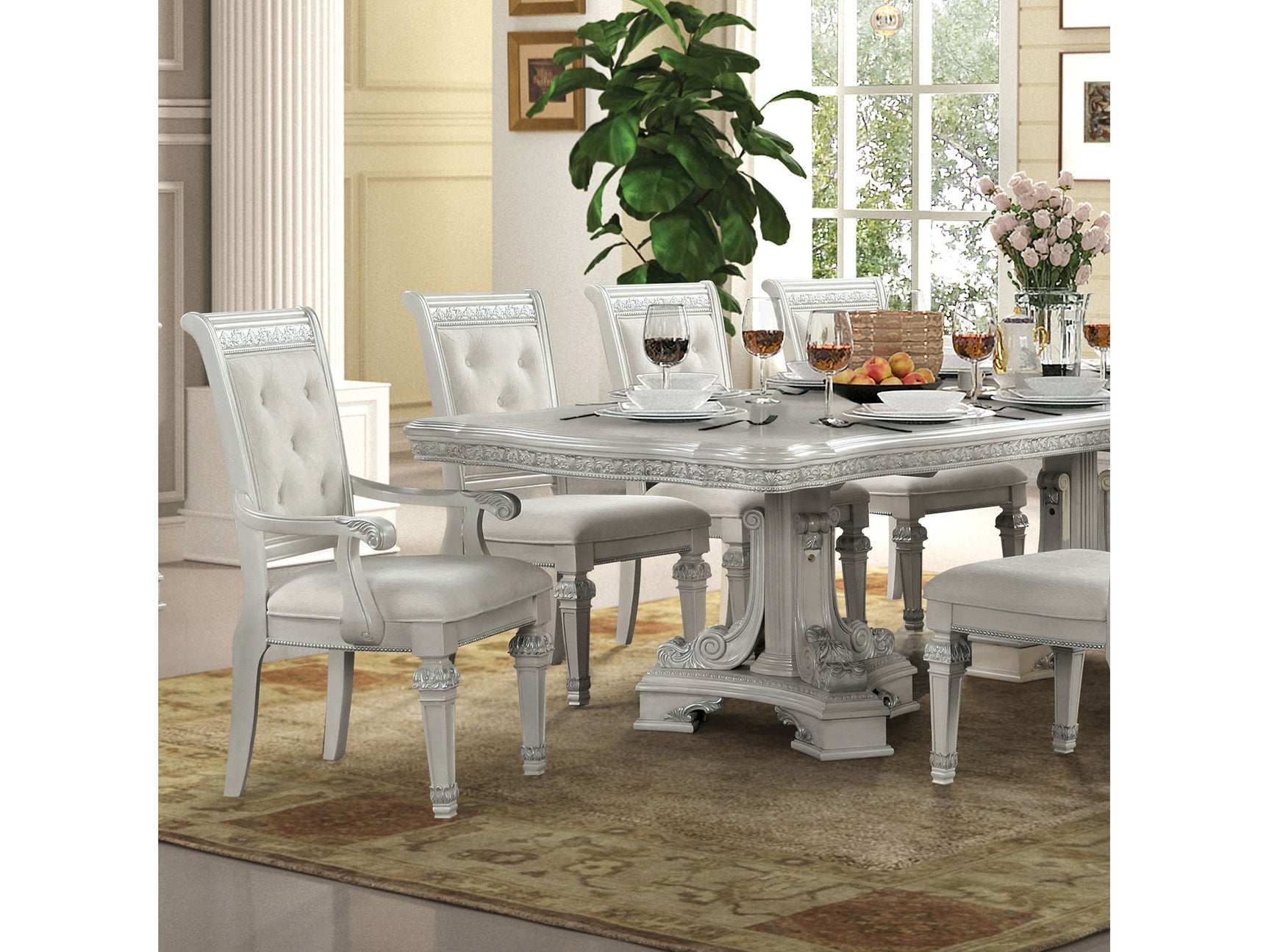 Stella Mia Ivory 7 Piece Dining Set - Ornate Home
