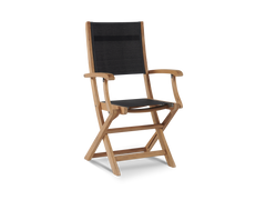 Stella Teak Black Outdoor Dining Folding Armchair - Ornate Home