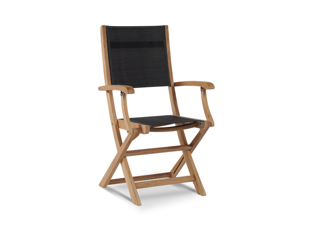 Stella Teak Black Outdoor Dining Folding Armchair - Ornate Home