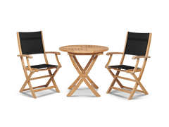 Stella Teak Black Outdoor Dining Folding Armchair - Ornate Home