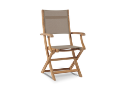 Stella Teak Taupe Outdoor Dining Folding Armchair - Ornate Home