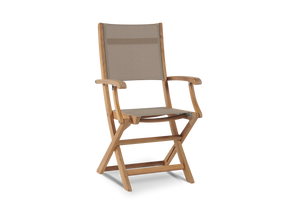 Stella Teak Taupe Outdoor Dining Folding Armchair - Ornate Home