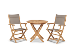 Stella Teak Taupe Outdoor Dining Folding Armchair - Ornate Home