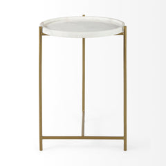 Stella White/Gold Round Marble Top Accent Table - Ornate Home