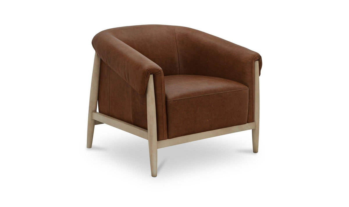 Stellan Brown Leather Accent Chair - Ornate Home