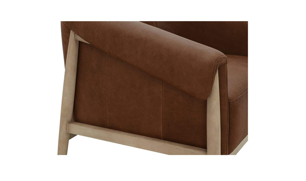 Stellan Brown Leather Accent Chair - Ornate Home