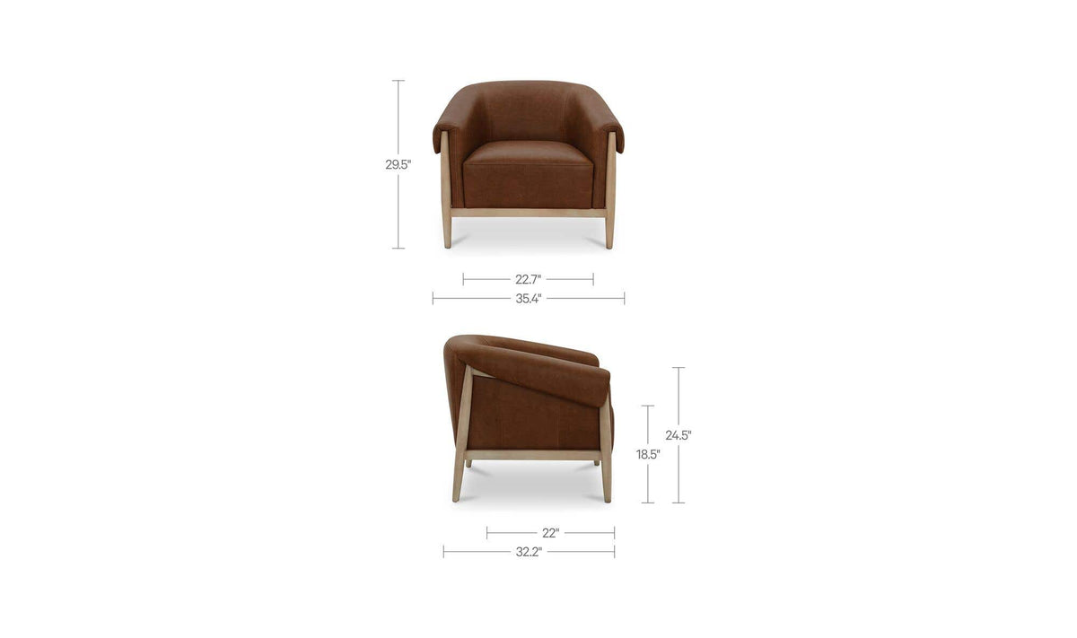 Stellan Brown Leather Accent Chair - Ornate Home