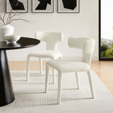 Stellan Cream Curved Back Boucle Upholstered Dining Chair (Set of 2) - Ornate Home