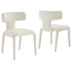 Stellan Cream Curved Back Boucle Upholstered Dining Chair (Set of 2) - Ornate Home