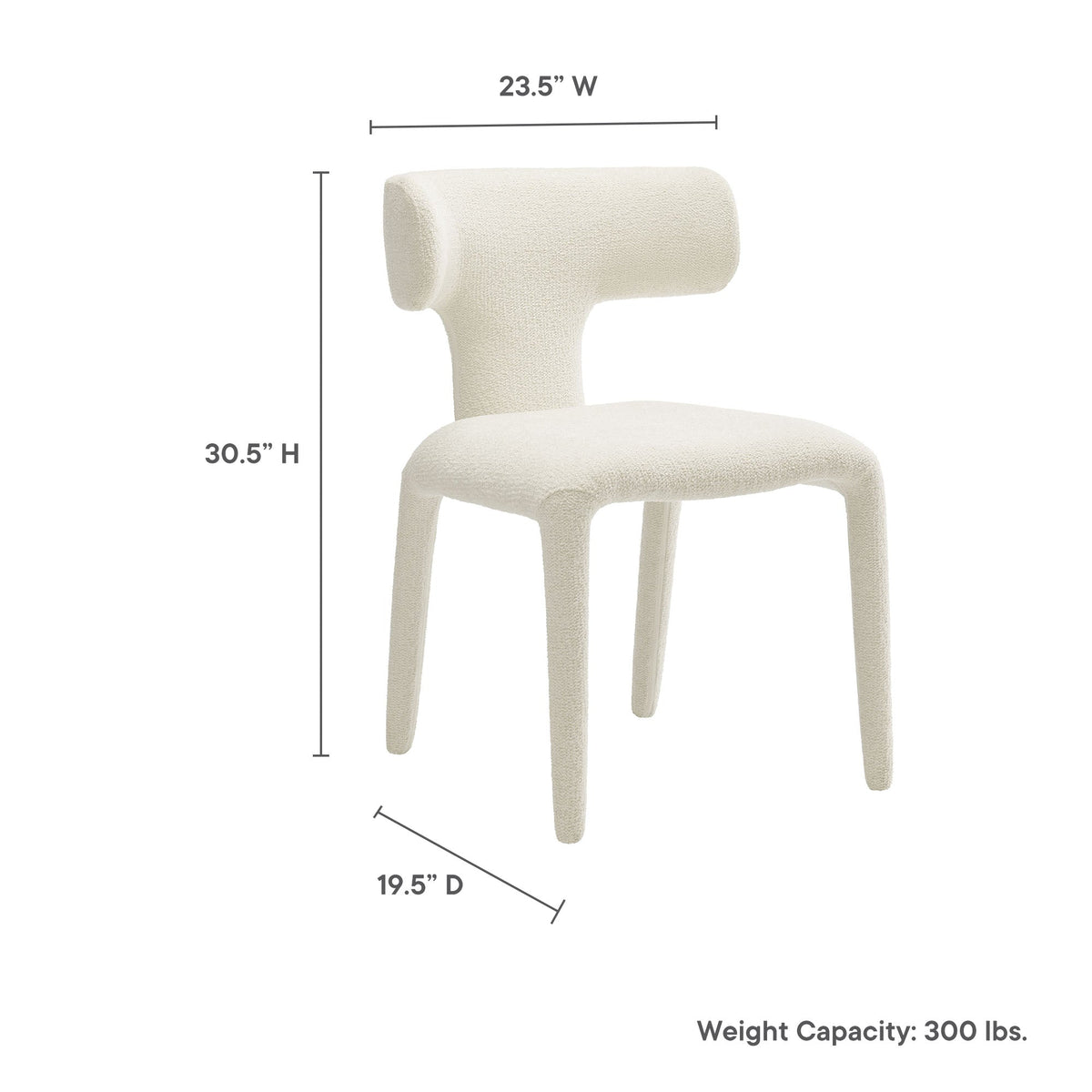 Stellan Cream Curved Back Boucle Upholstered Dining Chair (Set of 2) - Ornate Home