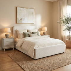 Stellar Beige Boucle Full UPH Bed with 13 Slats - Ornate Home