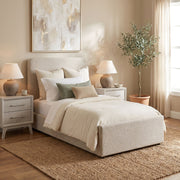 Stellar Beige Boucle Twin UPH Bed with 13 Slats - Ornate Home