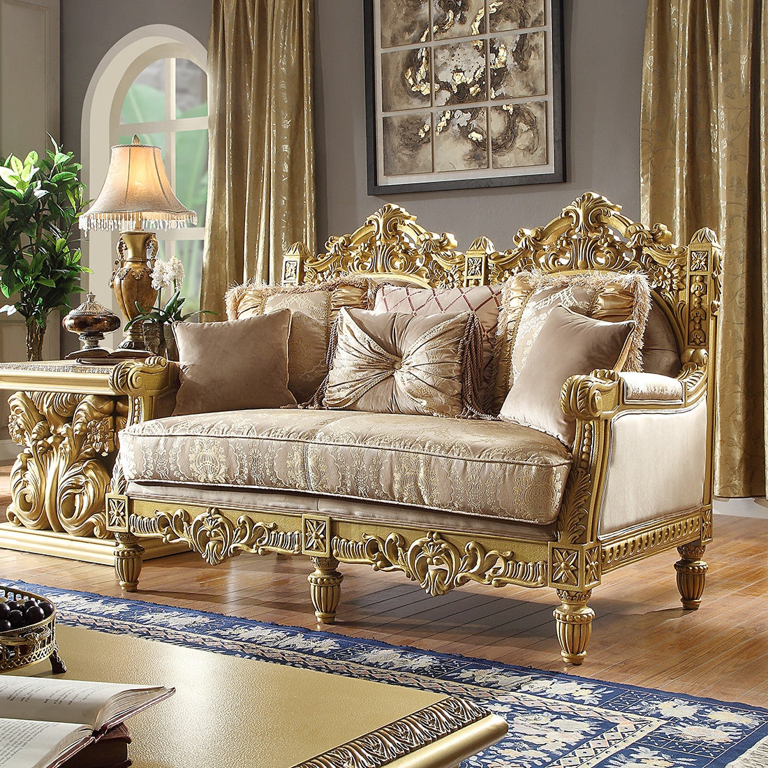 Stellar Metallic Gold 3pc Living Room Set  / HD-2659 - Ornate Home