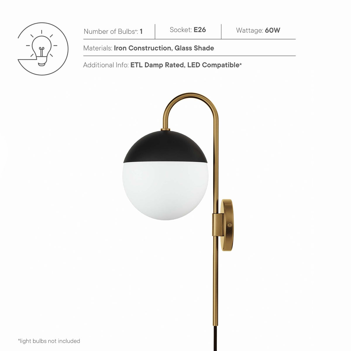 Stellar Opal Satin Brass 1-Light Wall Sconce - Ornate Home