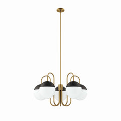 Stellar Opal Satin Brass 5-Light Chandelier - Ornate Home