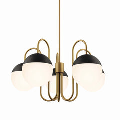 Stellar Opal Satin Brass 5-Light Chandelier - Ornate Home