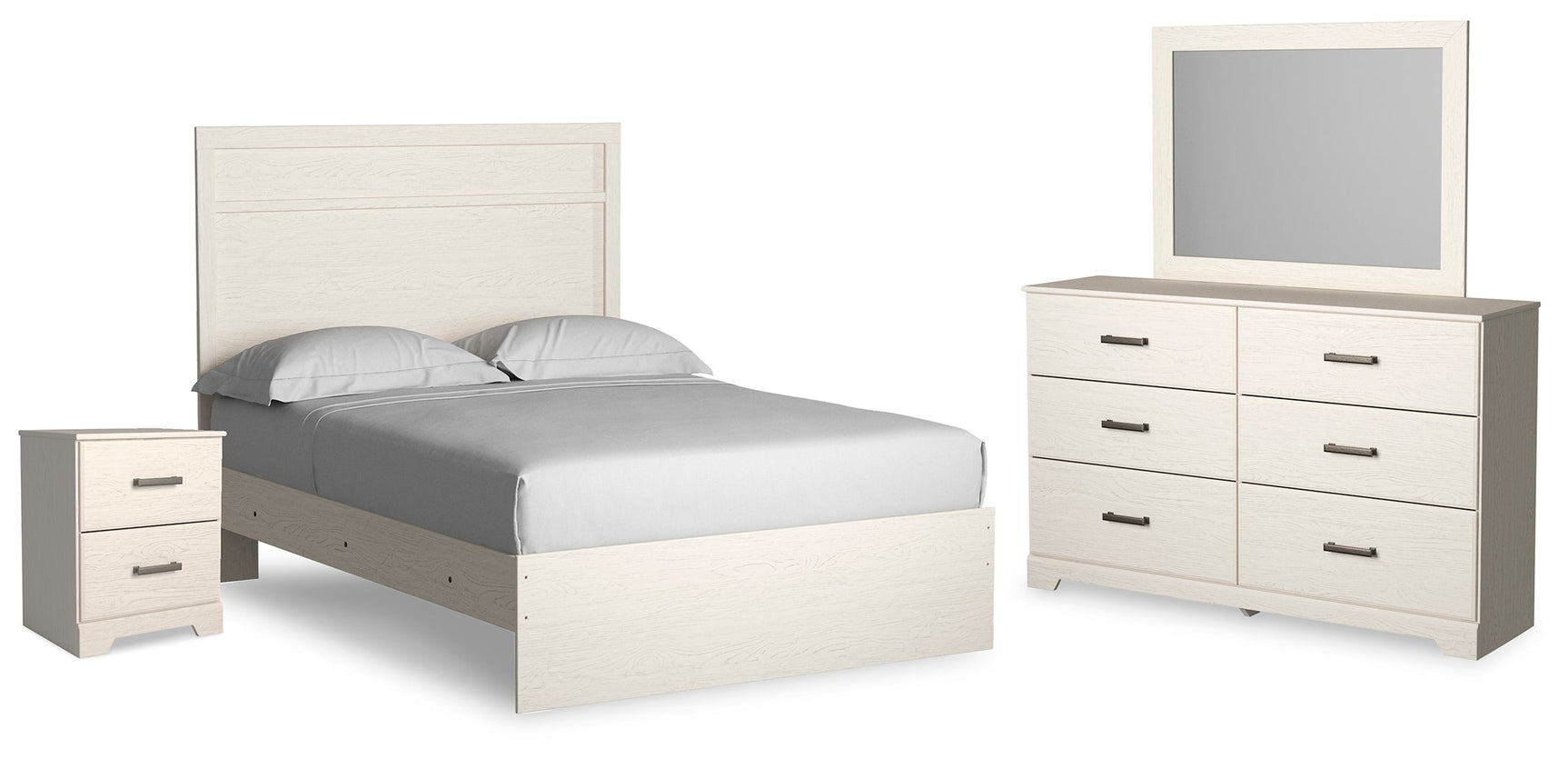 Stelsie White Full Panel Bedroom Set with Dresser, Mirror and Nightstand (Online Special Price) - Ornate Home
