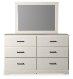 Stelsie White King Panel Bed, Dresser, Mirror, Chest and 2 Nightstands - Ornate Home
