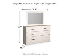 Stelsie White King Panel Bed, Dresser, Mirror, Chest and 2 Nightstands - Ornate Home