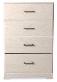 Stelsie White King Panel Bed, Dresser, Mirror, Chest and 2 Nightstands - Ornate Home