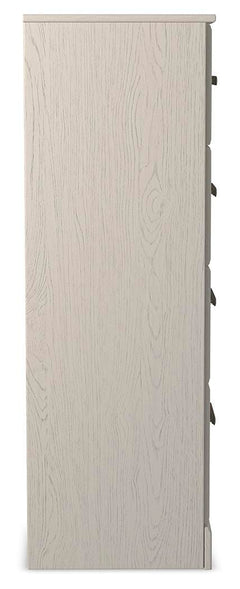 Stelsie White King Panel Bed, Dresser, Mirror, Chest and 2 Nightstands - Ornate Home