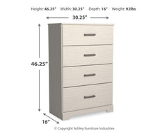 Stelsie White King Panel Bed, Dresser, Mirror, Chest and 2 Nightstands - Ornate Home