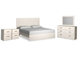 Stelsie White King Panel Bedroom Set with Dresser, Mirror and 2 Nightstand - Ornate Home