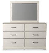 Stelsie White King Panel Bedroom Set with Dresser, Mirror and 2 Nightstand - Ornate Home