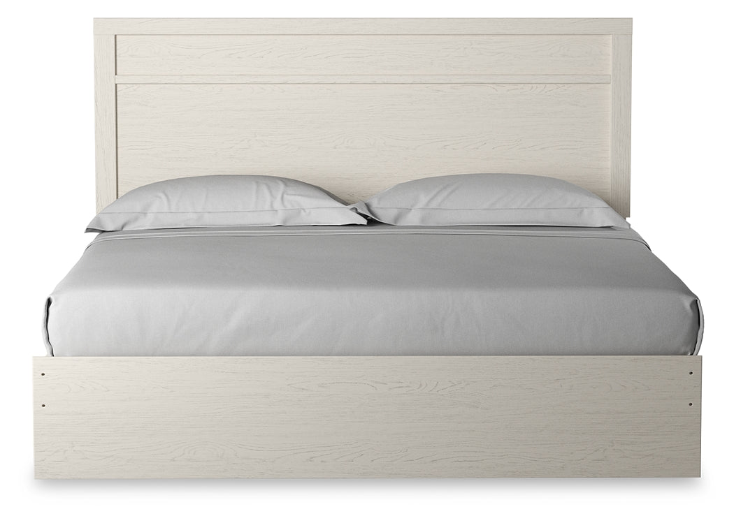 Stelsie White King Panel Bedroom Set with Dresser, Mirror and 2 Nightstand - Ornate Home